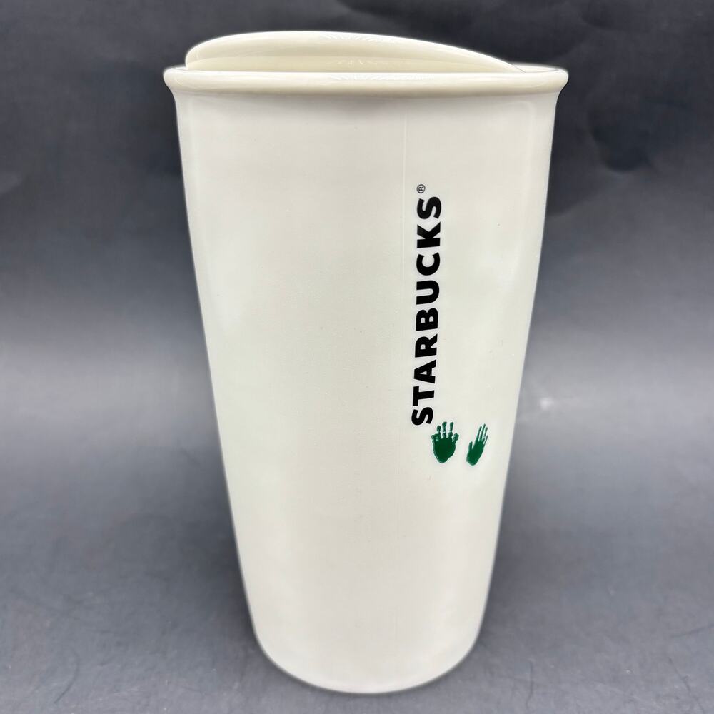 Starbucks Ceramic Travel Tumbler Green Dot Painting Child 12oz Coffee Cup 2015 - Picture 7 of 8